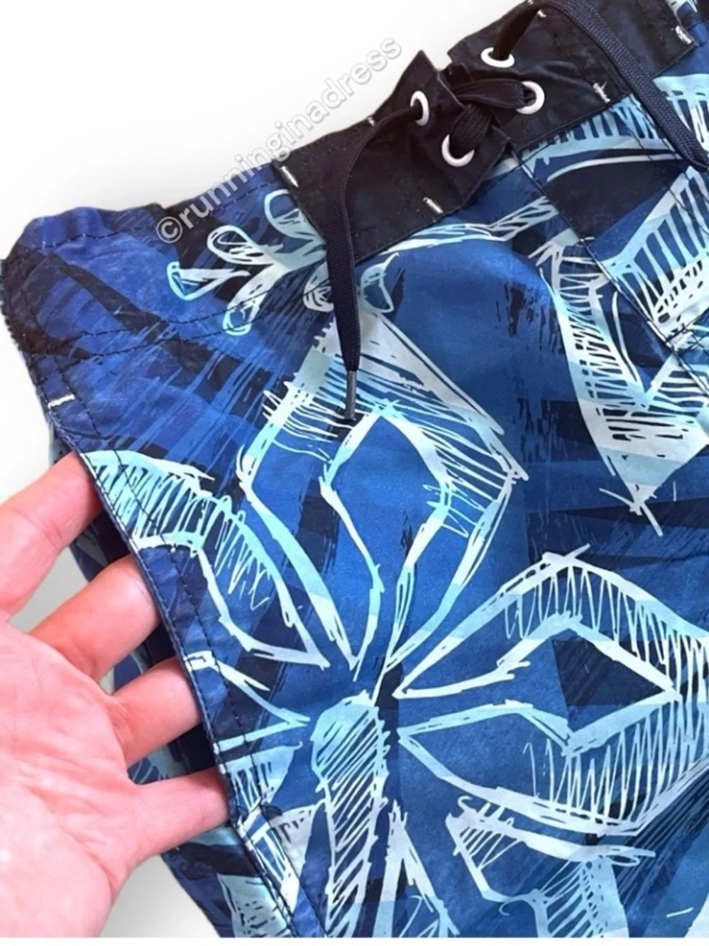Joe Boxer Boys Swim Trunks Size L 10/12 Blue Floral Board Shorts Bathing Suit